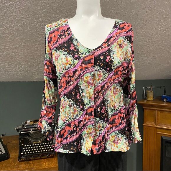 Belissimo Floral Beaded Blouse Pink Petite L PL - Picture 1 of 8